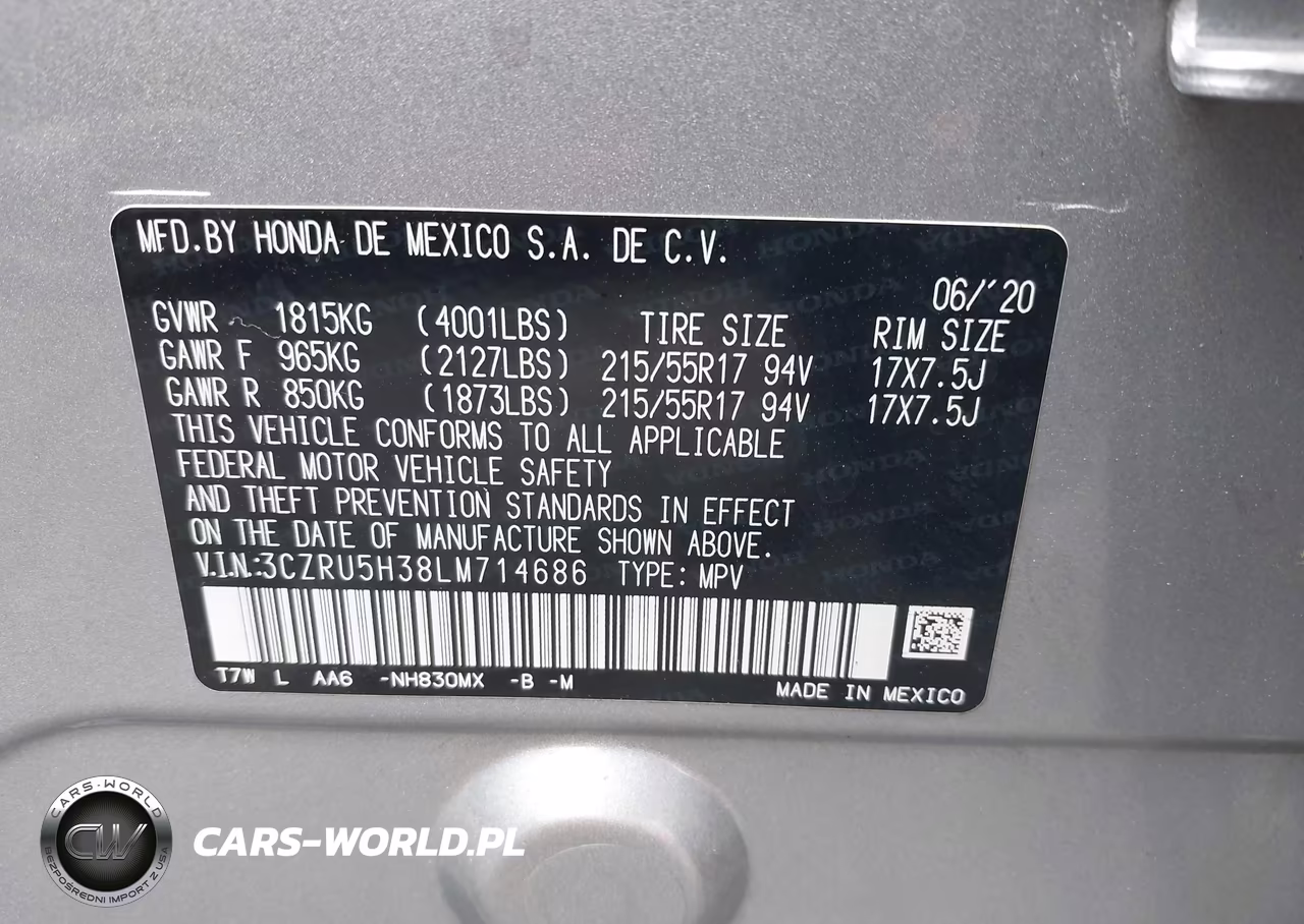 2020 Honda Hr-V 2Wd Lx VIN:3CZRU5H38LM714686 - 9