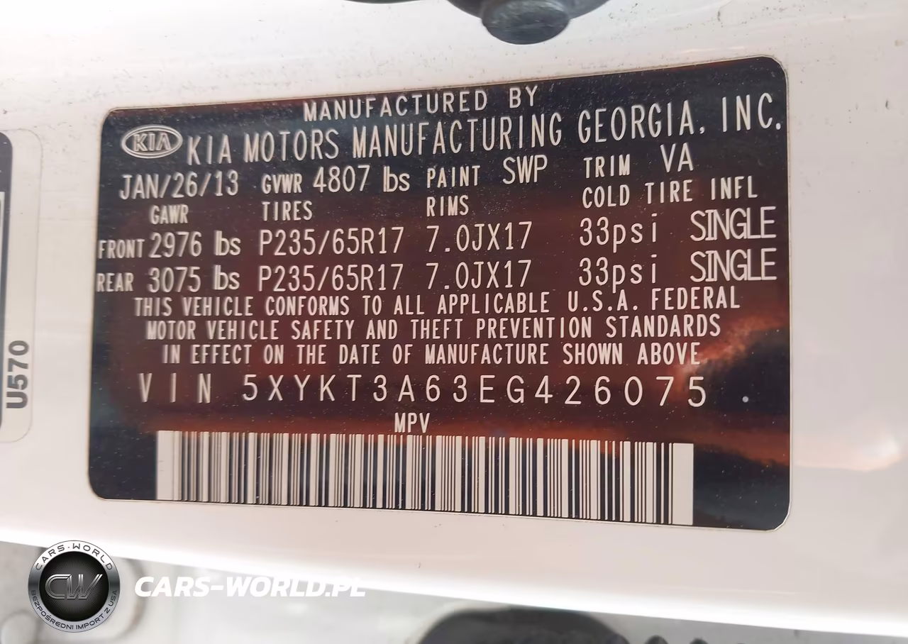 2014 Kia Sorento Lx VIN:5XYKT3A63EG426075 - 9
