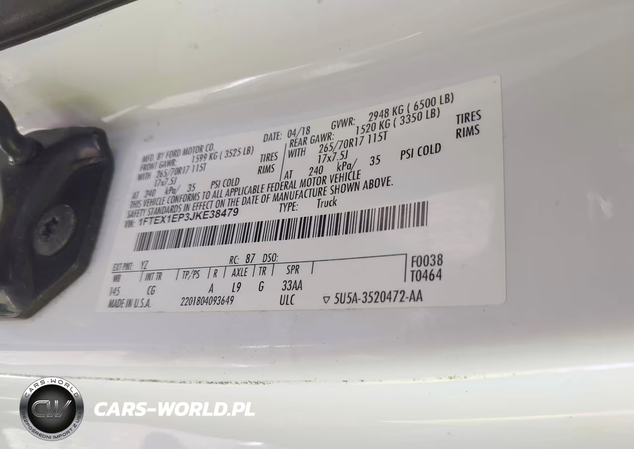 2018 Ford F-150 Xl VIN:1FTEX1EP3JKE38479 - 9