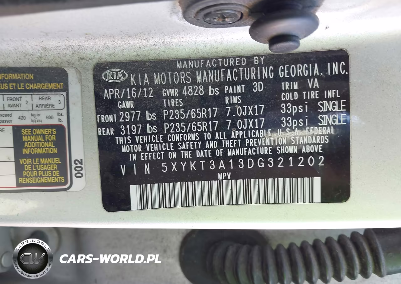 2013 Kia Sorento Lx VIN:5XYKT3A13DG321202 - 9