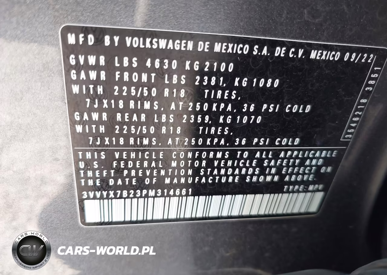 2023 Volkswagen Taos 1.5T Se VIN:3VVYX7B23PM314661 - 9