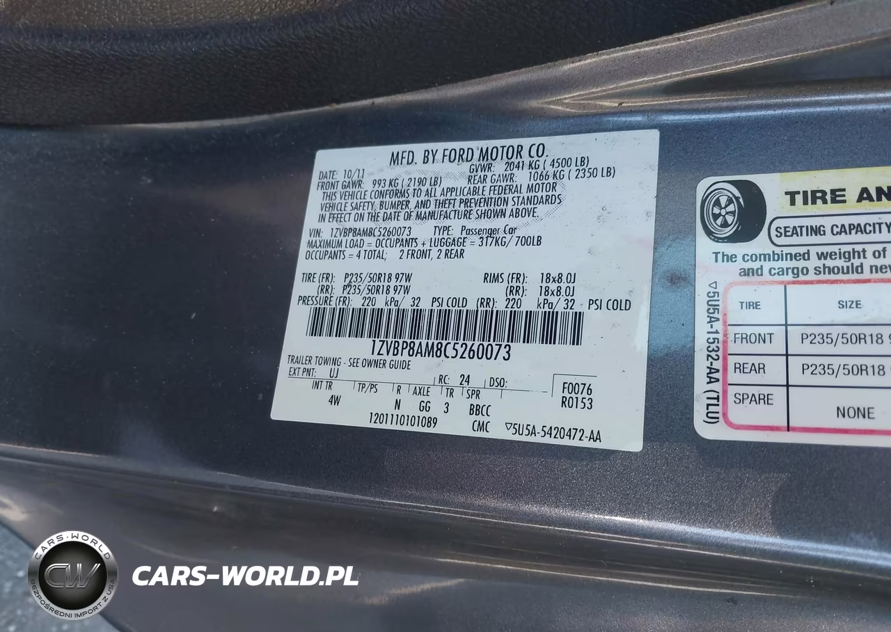 2012 Ford Mustang V6 Premium VIN:1ZVBP8AM8C5260073 - 9