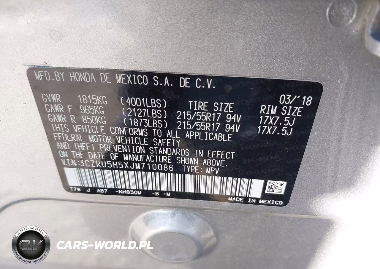 2018 Honda Hr-V Ex VIN:3CZRU5H5XJM710086 - 9