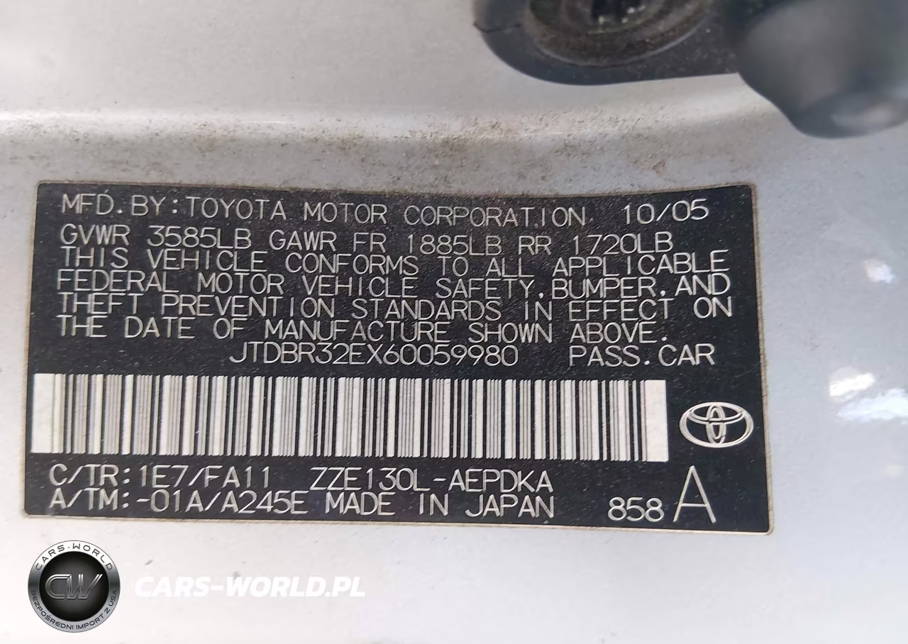 2006 Toyota Corolla Ce VIN:JTDBR32EX60059980 - 9