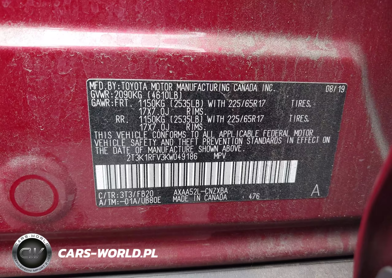 2019 Toyota Rav4 Le VIN:2T3K1RFV3KW049186 - 9