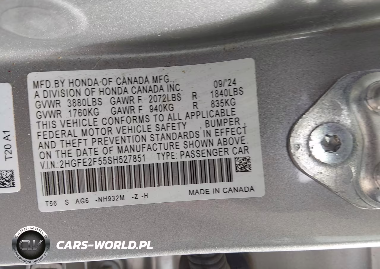 2025 Honda Civic Sport VIN:2HGFE2F55SH527851 - 9