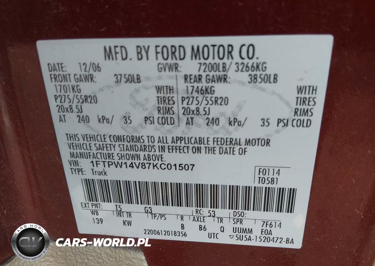 2007 Ford F-150 Fx4-Lariat-Xlt VIN:1FTPW14V87KC01507 - 9