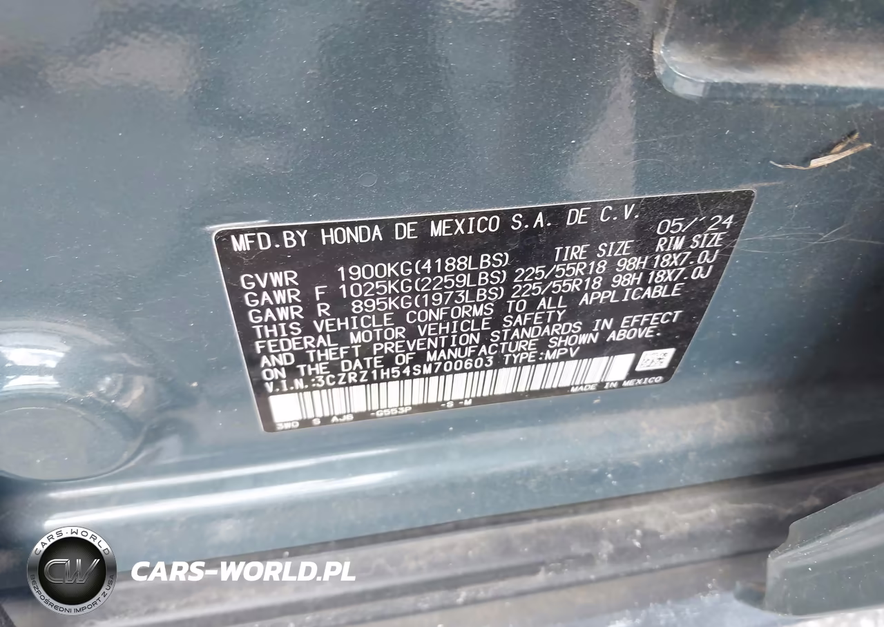 2025 Honda Hr-V 2Wd Sport VIN:3CZRZ1H54SM700603 - 9