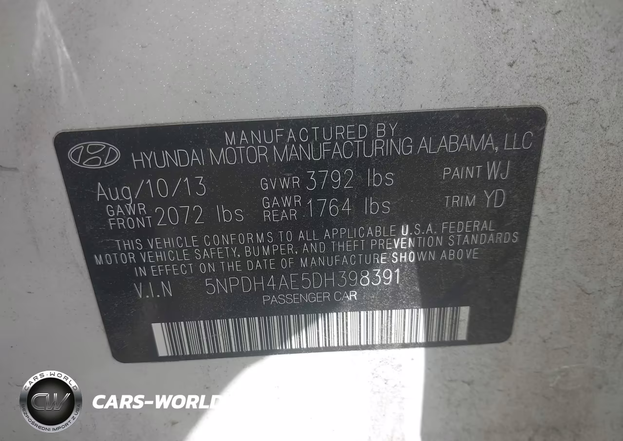 2013 Hyundai Elantra Gls VIN:5NPDH4AE5DH398391 - 9