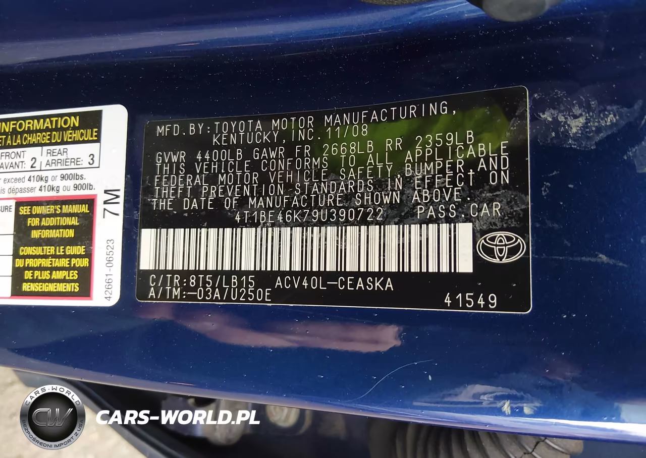 2009 Toyota Camry Se VIN:4T1BE46K79U390722 - 9