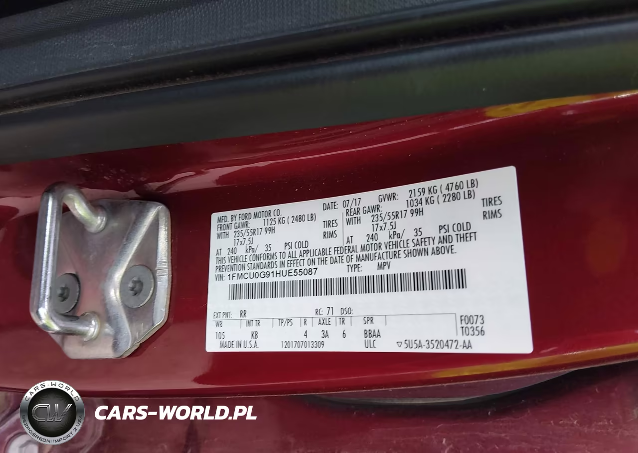 2017 Ford Escape Se VIN:1FMCU0G91HUE55087 - 9