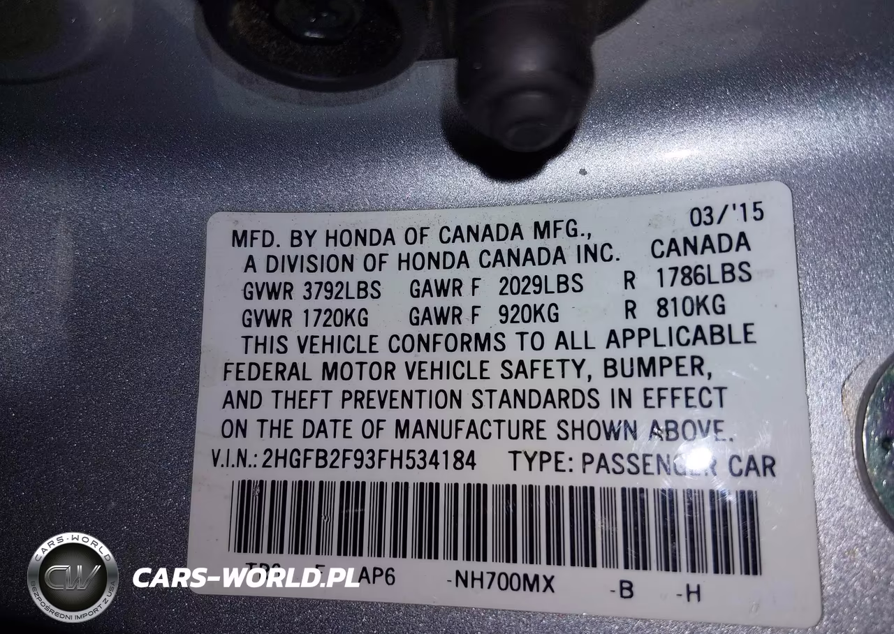 2015 Honda Civic Ex-L VIN:2HGFB2F93FH534184 - 9