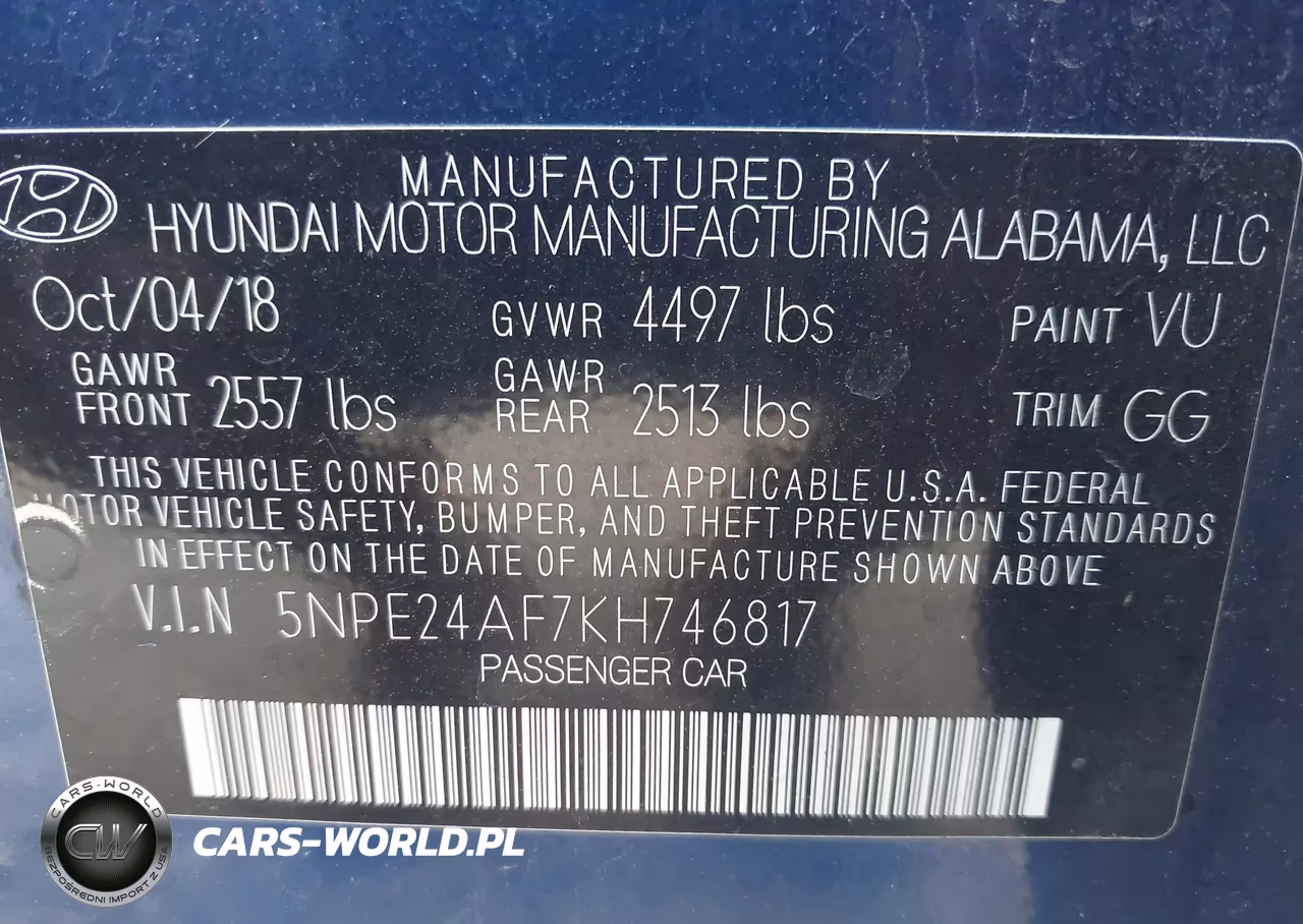 2019 Hyundai Sonata Se VIN:5NPE24AF7KH746817 - 9