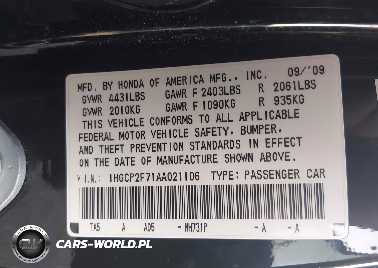 2010 Honda Accord Ex VIN:1HGCP2F71AA021106 - 9