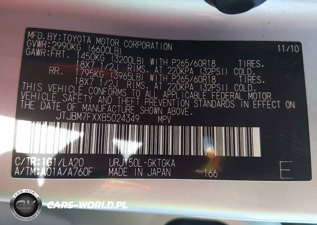 2011 Lexus Gx 460 VIN:JTJBM7FXXB5024349 - 9