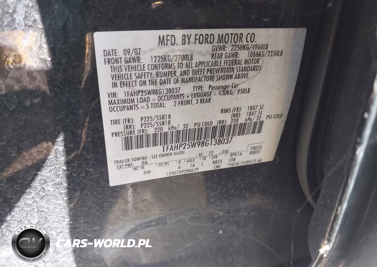 2008 Ford Taurus Limited VIN:1FAHP25W98G138037 - 9