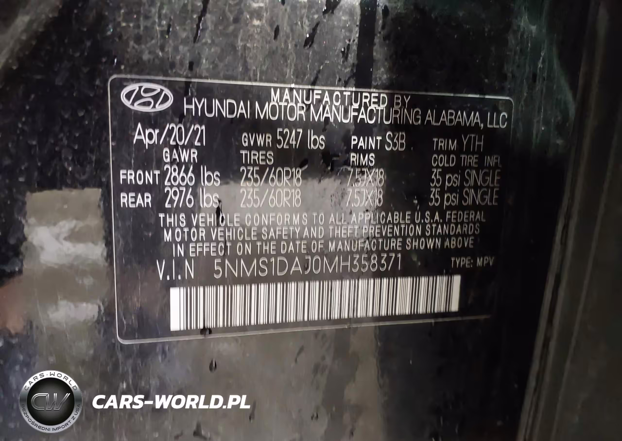 2021 Hyundai Santa Fe Se VIN:5NMS1DAJ0MH358371 - 9
