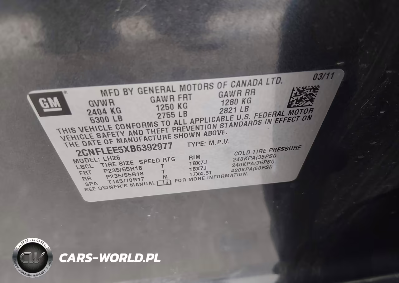 2011 Chevrolet Equinox 1Lt VIN:2CNFLEE5XB6392977 - 9