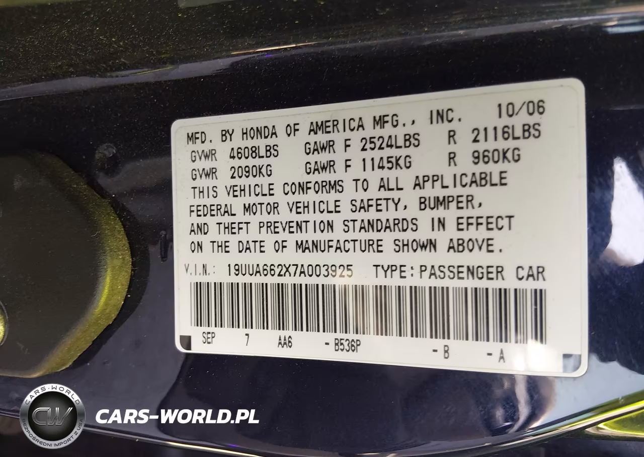 2007 Acura Tl 3.2 VIN:19UUA662X7A003925 - 9