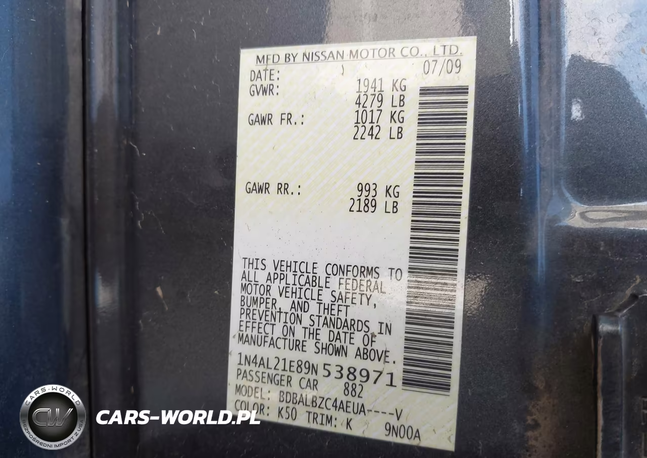2009 Nissan Altima 2.5 S VIN:1N4AL21E89N538971 - 9