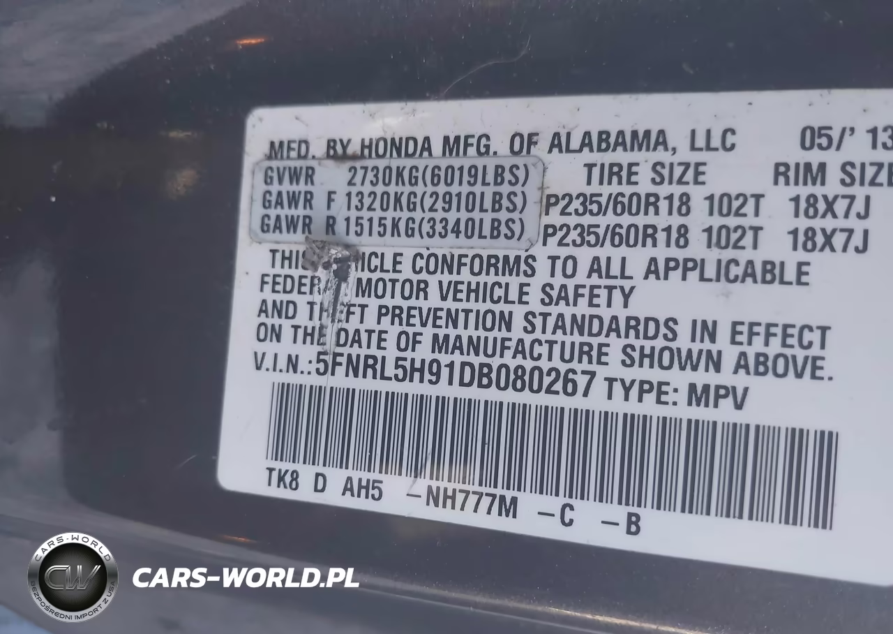 2013 Honda Odyssey Touring-Touring Elite VIN:5FNRL5H91DB080267 - 9