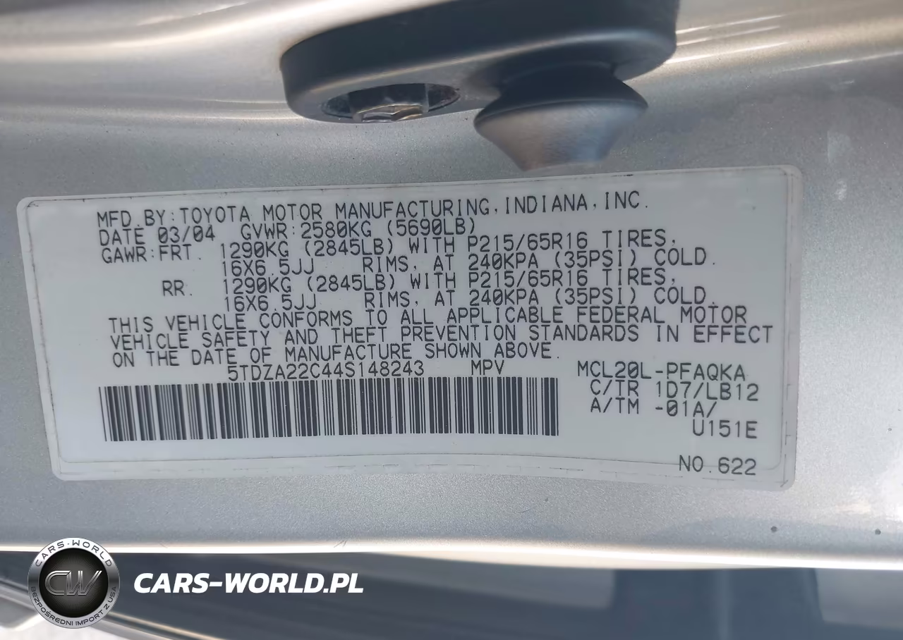 2004 Toyota Sienna Xle VIN:5TDZA22C44S148243 - 9