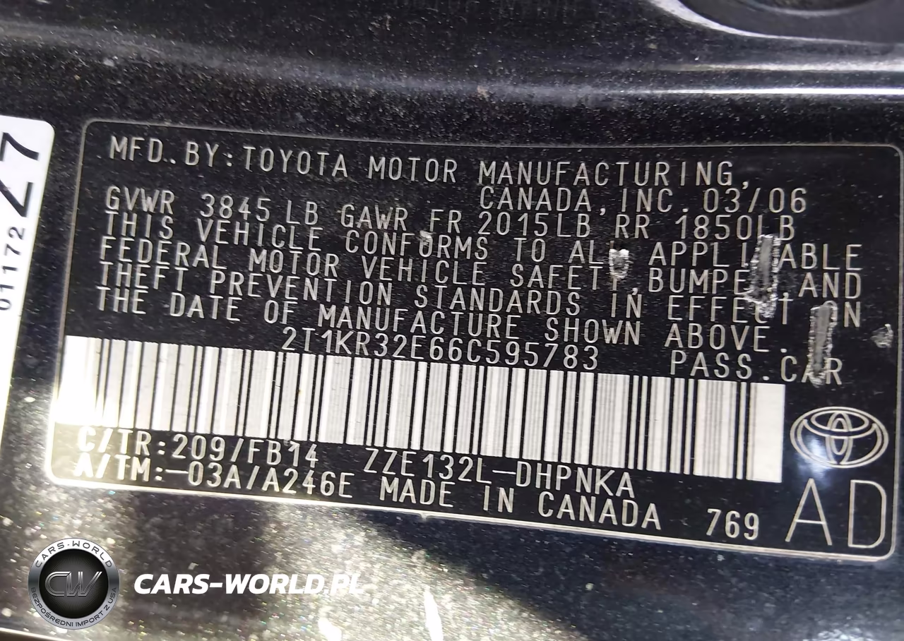 2006 Toyota Matrix Xr VIN:2T1KR32E66C595783 - 9