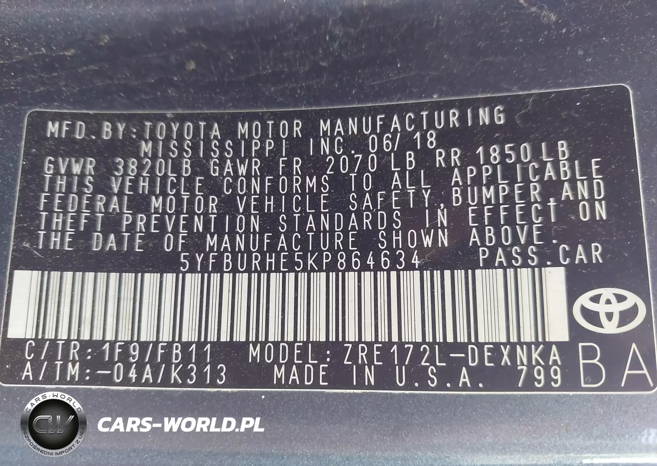 2019 Toyota Corolla Le VIN:5YFBURHE5KP864634 - 9