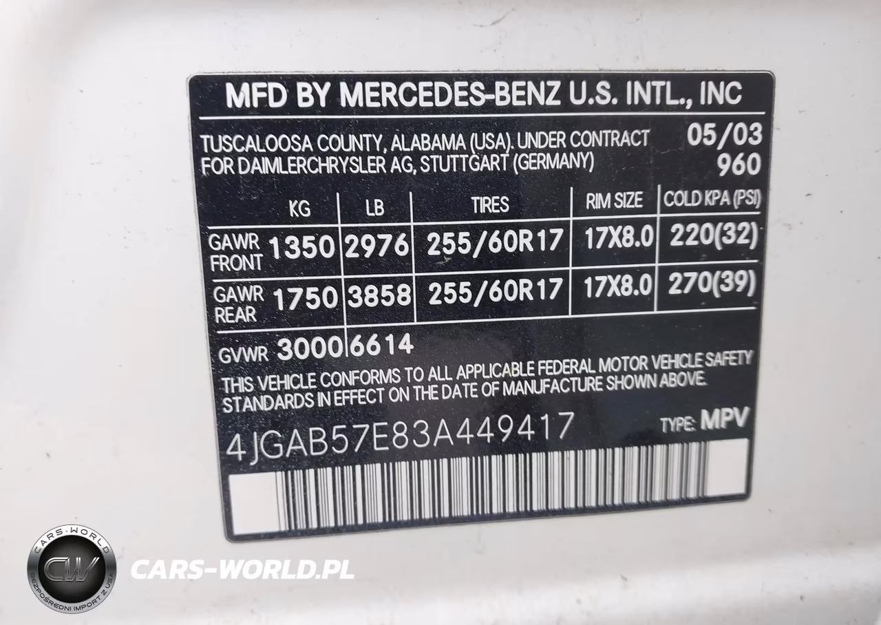 2003 Mercedes-Benz Ml 350 VIN:4JGAB57E83A449417 - 9