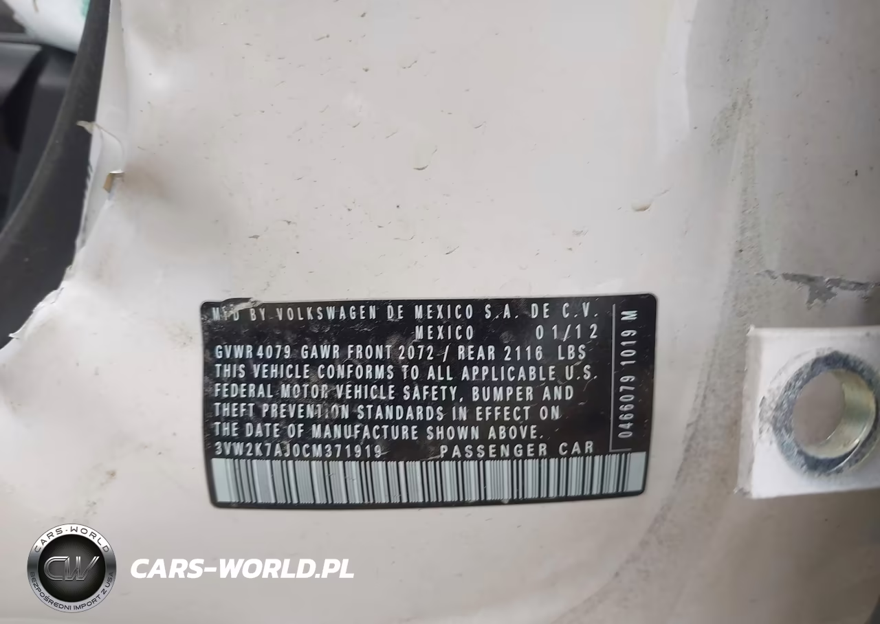 2012 Volkswagen Jetta 2.0L S VIN:3VW2K7AJ0CM371919 - 9