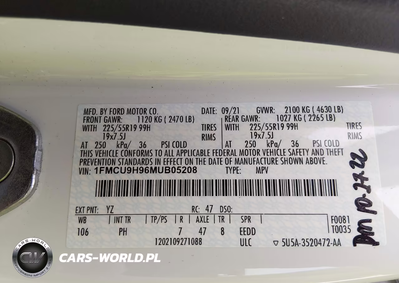 2021 Ford Escape Sel VIN:1FMCU9H96MUB05208 - 9