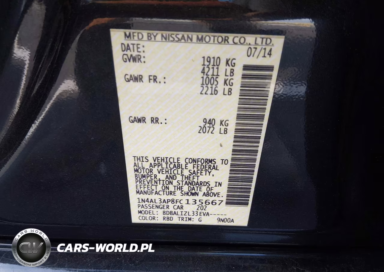 2015 Nissan Altima 2.5 Sv VIN:1N4AL3AP8FC135667 - 9