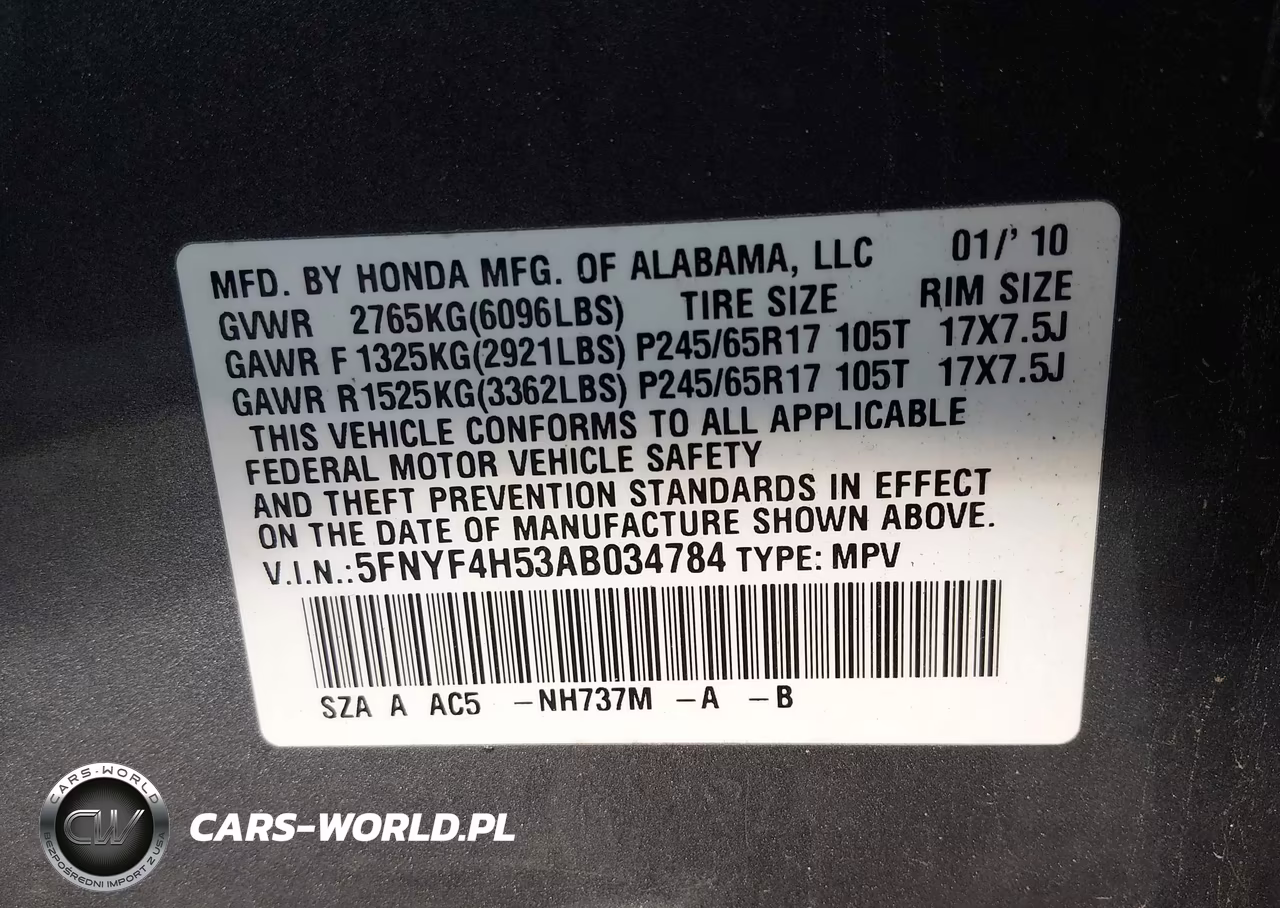 2010 Honda Pilot Ex-L VIN:5FNYF4H53AB034784 - 9