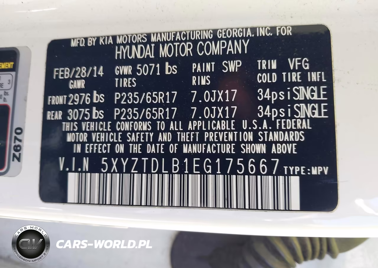 2014 Hyundai Santa Fe Sport 2.4L VIN:5XYZTDLB1EG175667 - 9