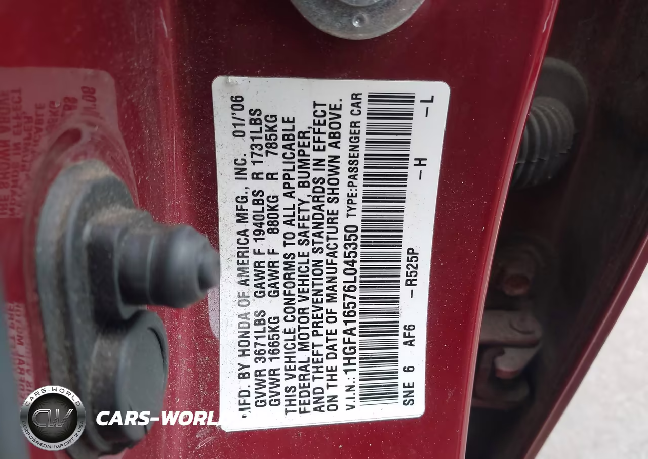 2006 Honda Civic VIN:1HGFA16576L045350 - 9