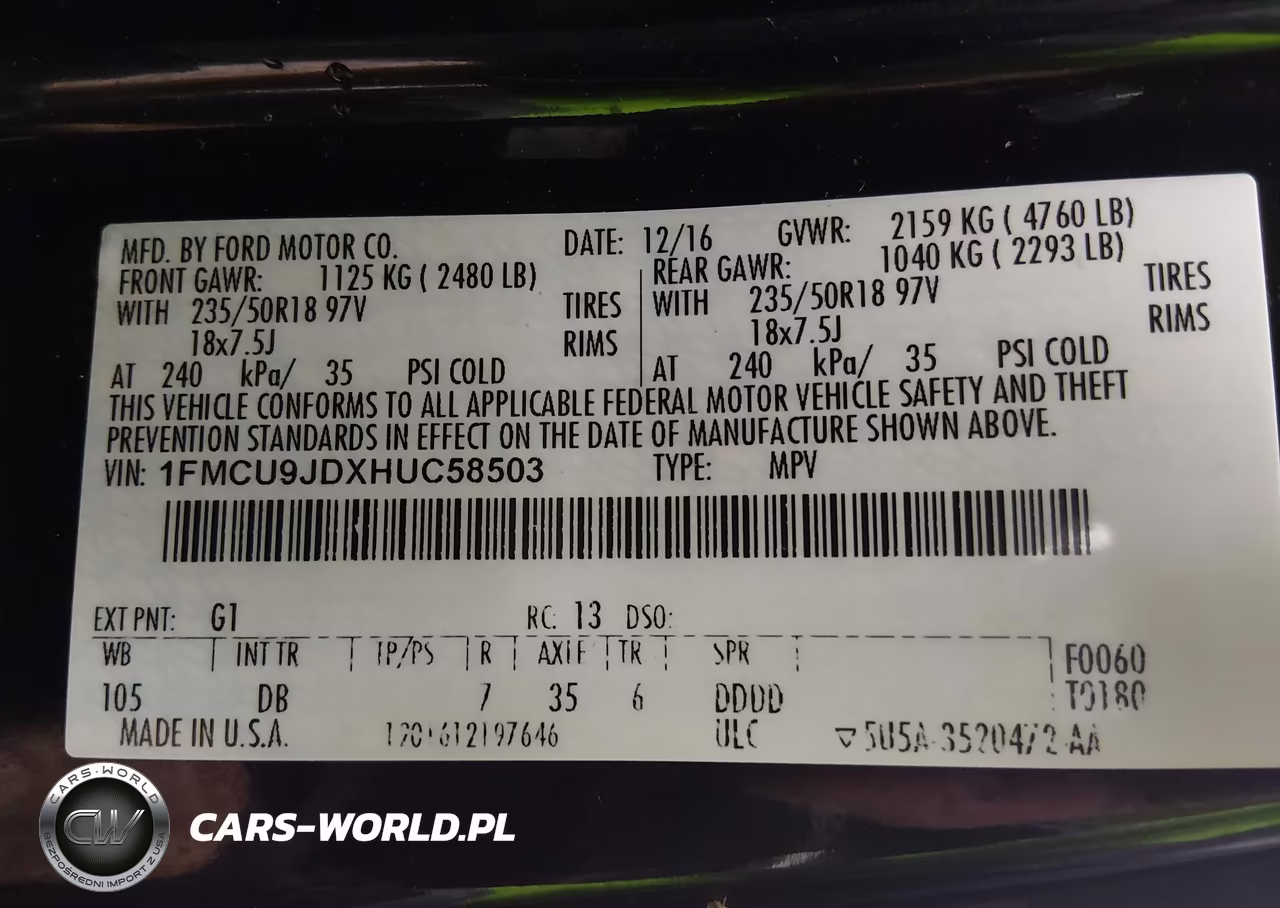 2017 Ford Escape Titanium VIN:1FMCU9JDXHUC58503 - 9