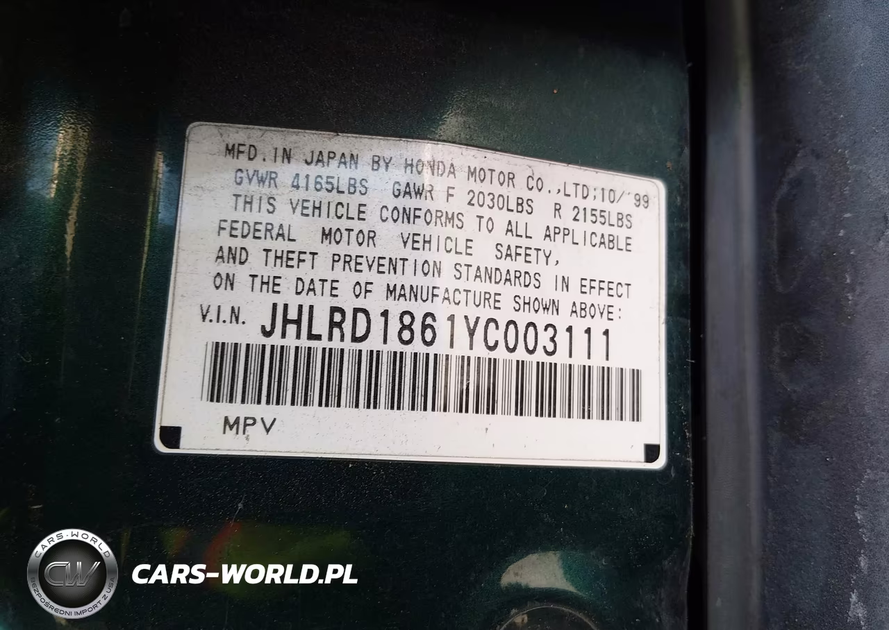 2000 Honda Cr-V Ex VIN:JHLRD1861YC003111 - 9