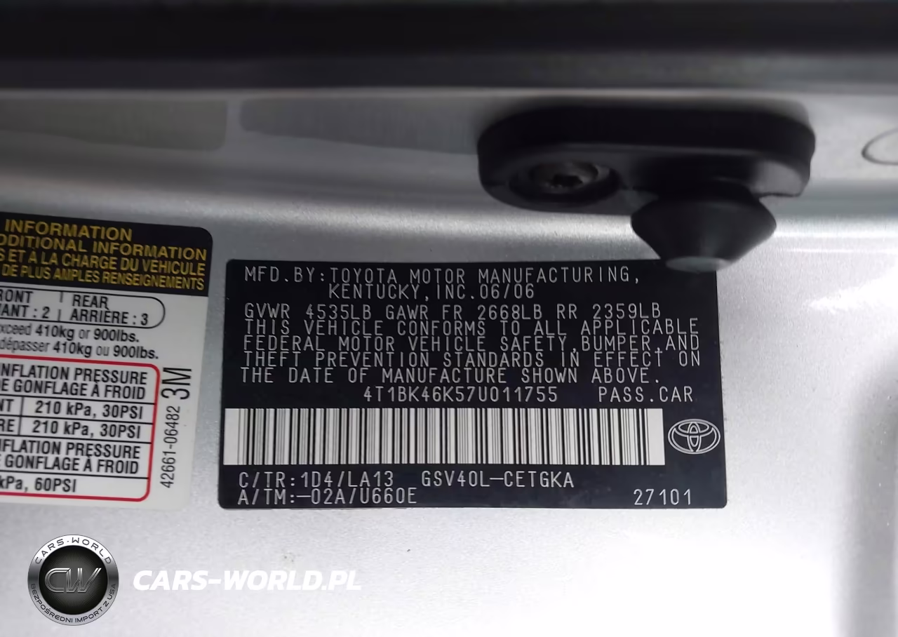 2007 Toyota Camry Xle V6 VIN:4T1BK46K57U011755 - 9