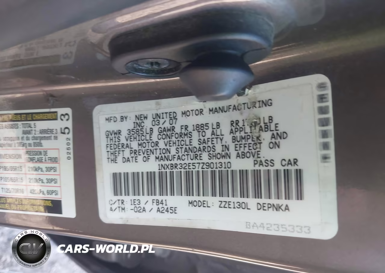 2007 Toyota Corolla Le VIN:1NXBR32E57Z901310 - 9