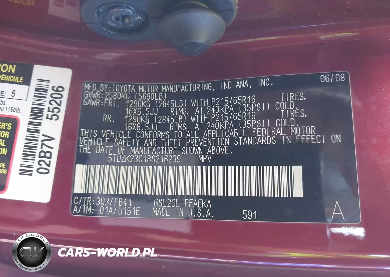 2008 Toyota Sienna Ce VIN:5TDZK23C18S216239 - 9