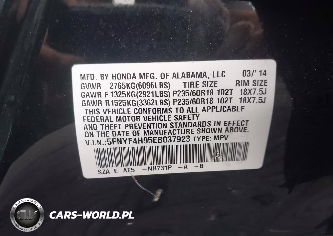 2014 Honda Pilot Touring VIN:5FNYF4H95EB037923 - 9