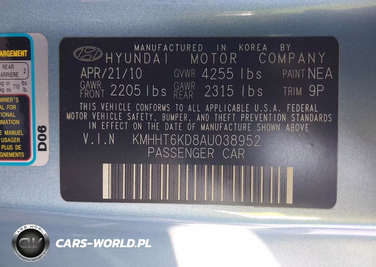 2010 Hyundai Genesis 2.0T VIN:KMHHT6KD8AU038952 - 9