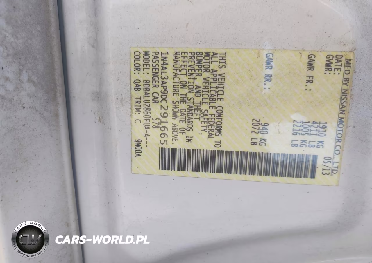 2013 Nissan Altima 2.5 Sv VIN:1N4AL3AP9DC291665 - 9