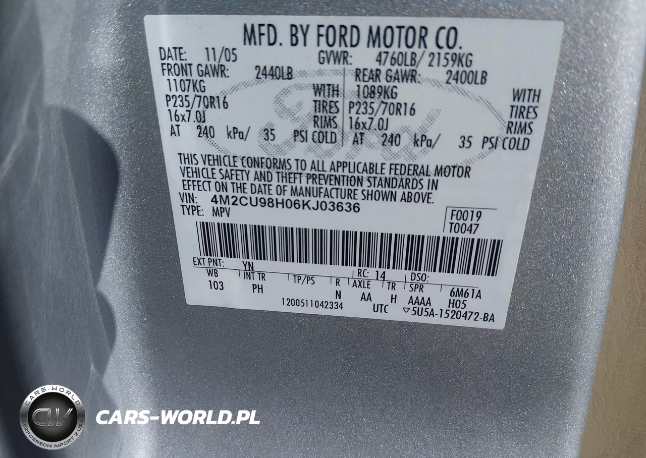 2006 Mercury Mariner Hybrid VIN:4M2CU98H06KJ03636 - 9