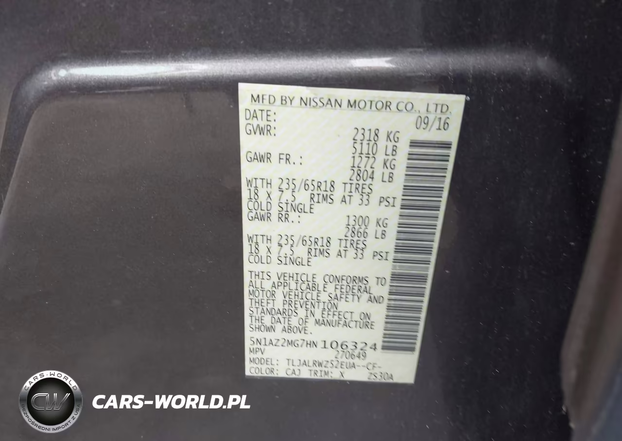 2017 Nissan Murano Sl VIN:5N1AZ2MG7HN106324 - 9
