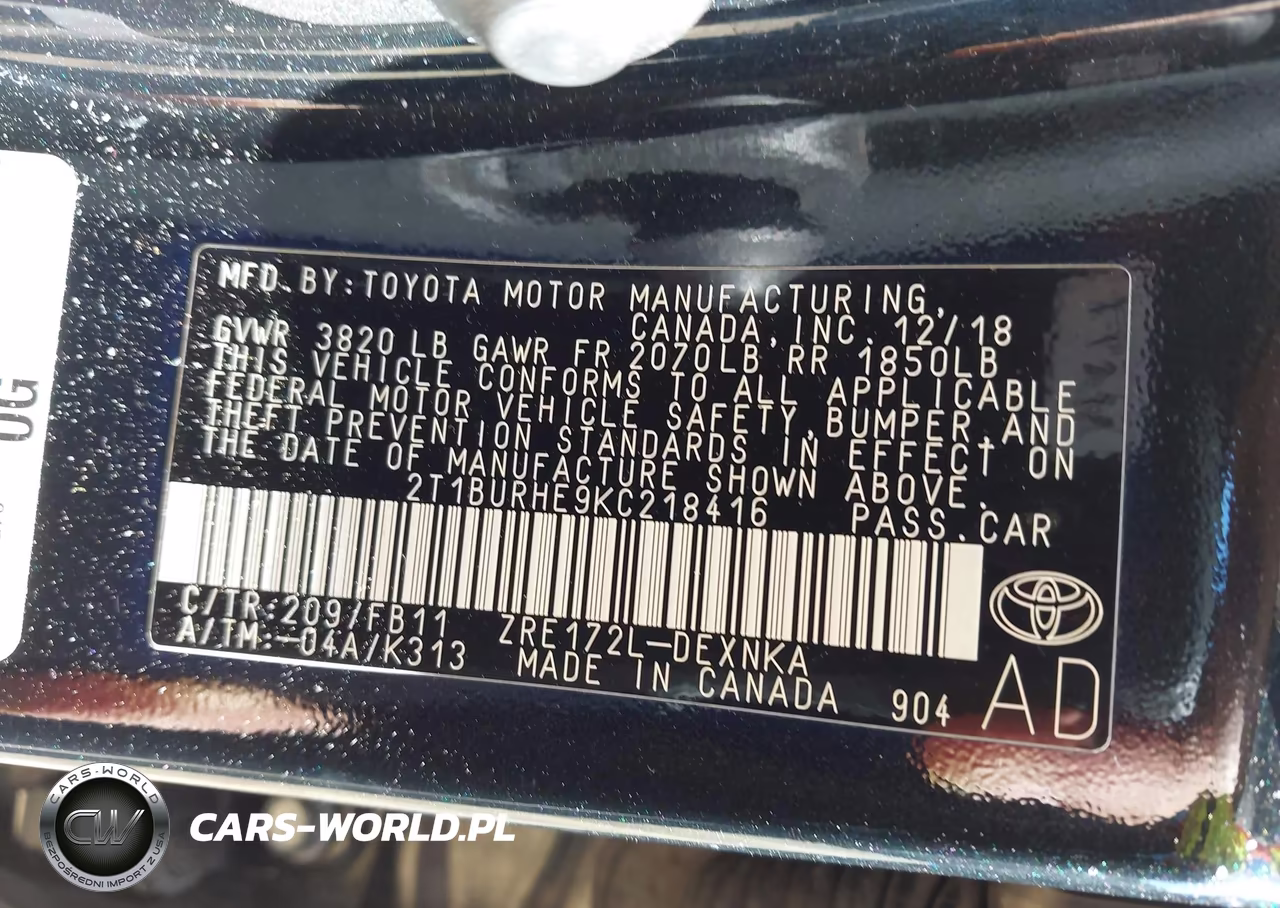 2019 Toyota Corolla Le VIN:2T1BURHE9KC218416 - 9