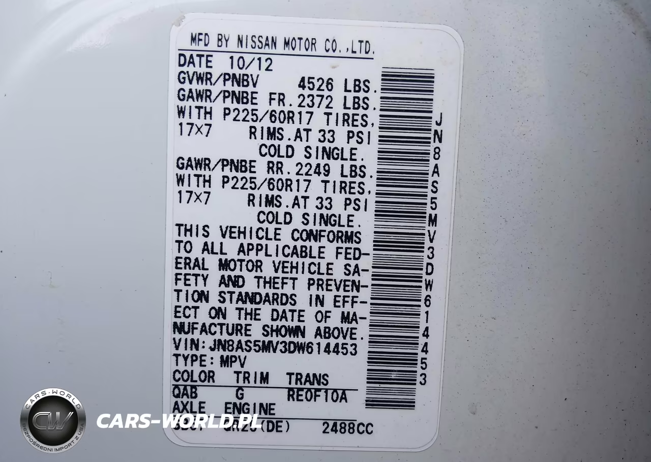 NISSAN ROGUE S VIN:JN8AS5MV3DW614453 - 9