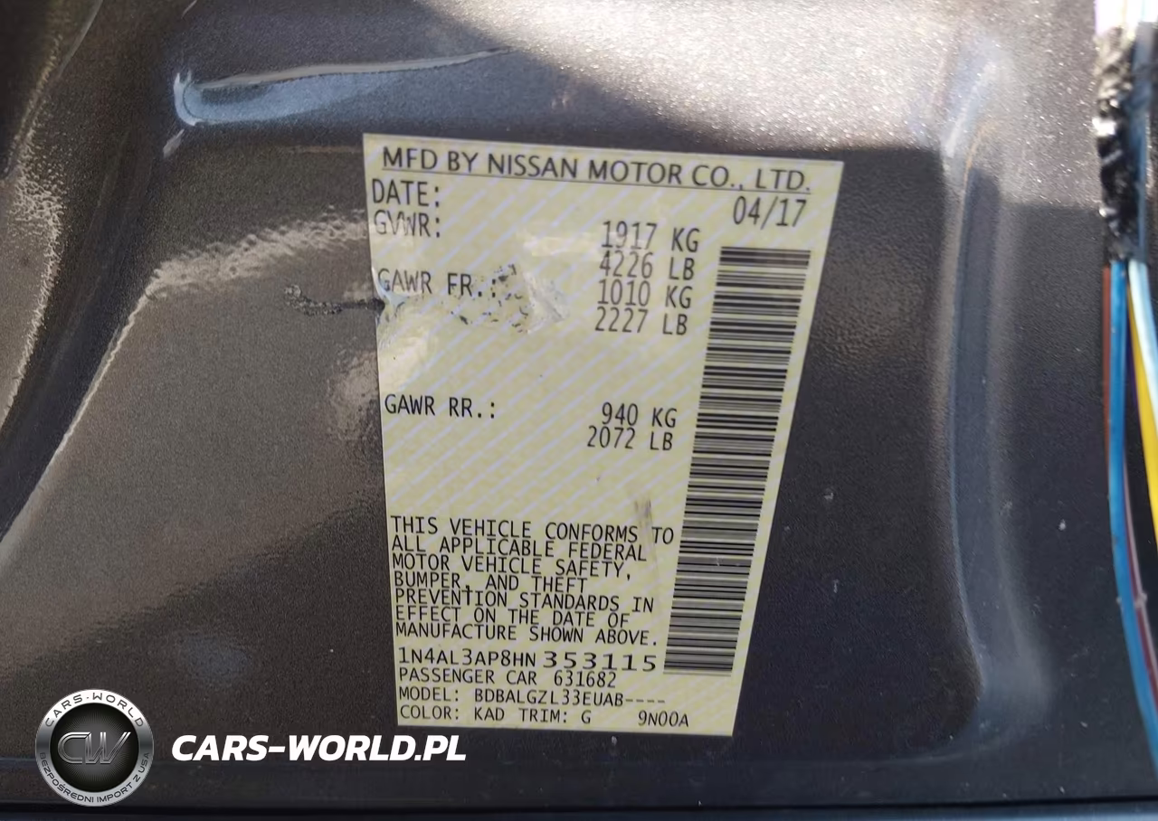 2017 Nissan Altima 2.5 S VIN:1N4AL3AP8HN353115 - 9
