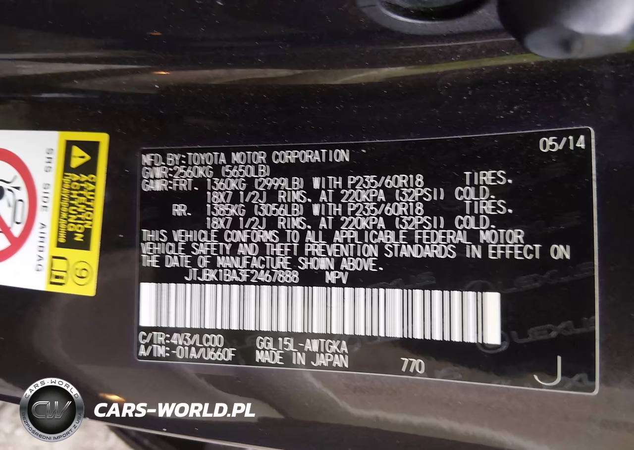 2015 Lexus Rx 350 VIN:JTJBK1BA3F2467888 - 9