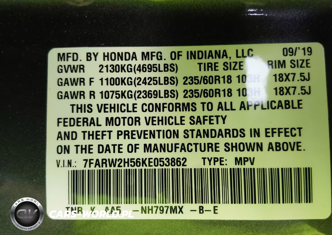 2019 Honda Cr-V Ex VIN:7FARW2H56KE053862 - 9